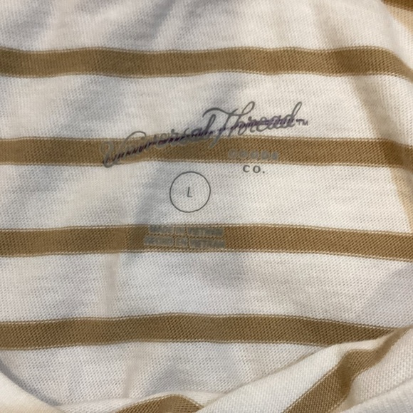 Tan and white striped women’s cotton dress - Picture 3 of 4